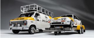 RALLYE PACK Opel Manta Gr.B Guy Fréquelin 1984 Tour de Corse +  Chevrolet G30 Assistance und Trailer OttO mobile 1:18 Resinemodell (Türen, Motorhaube... nicht zu öffnen!)